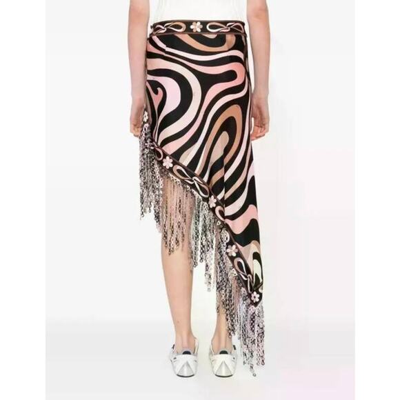 PUCCI Runway Sequin Fringed Asymmetric Skirt in Nero Nude IT 42 M - Picture 5 of 7